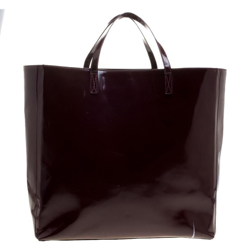 burgundy patent leather handbag