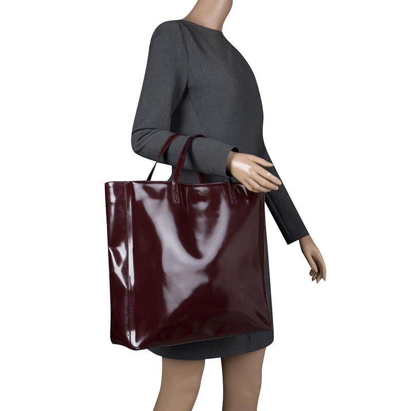Black Anya Hindmarch Burgundy Patent Leather Tote