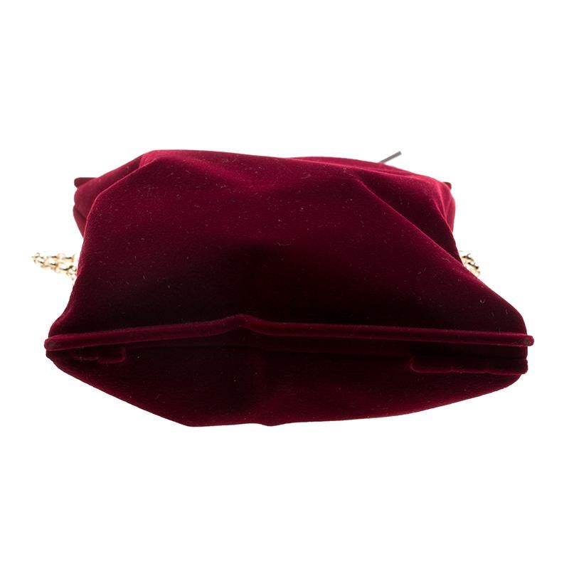 Anya Hindmarch Burgundy Velvet Crisp Packet flocked Evening Bag 2