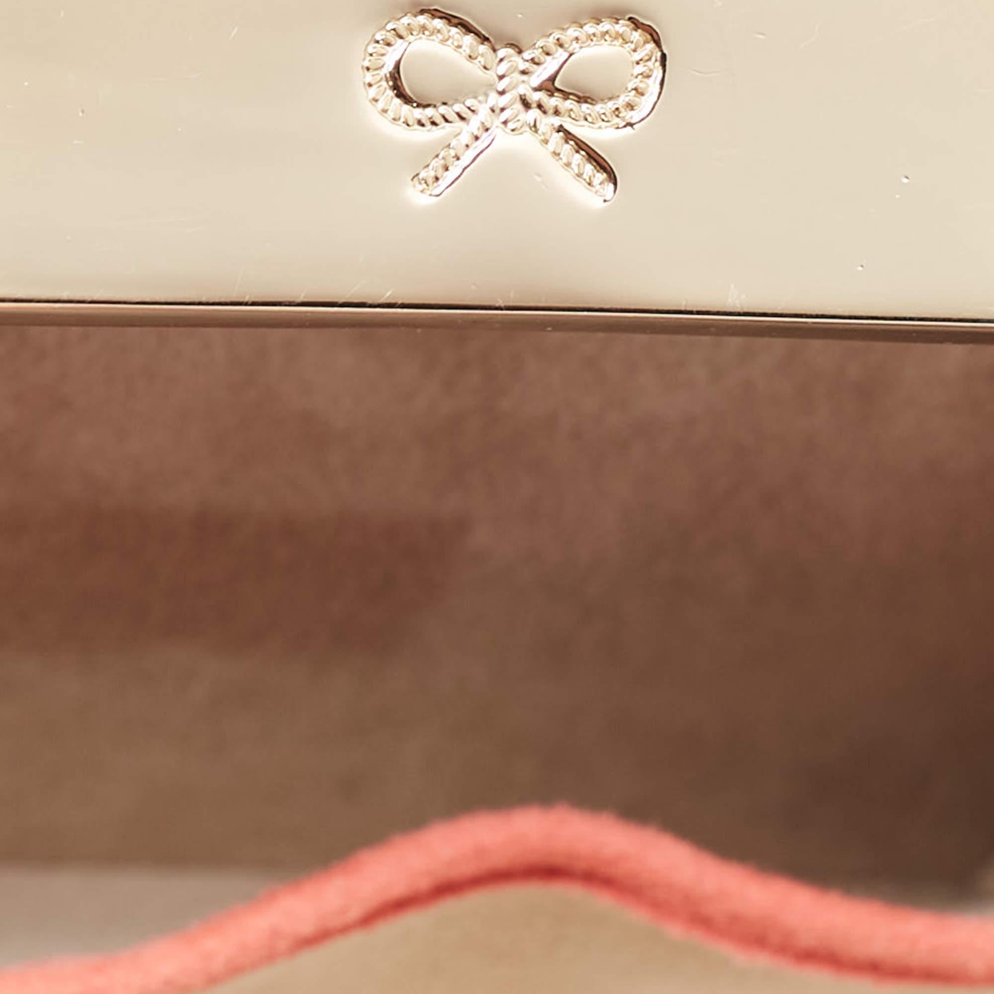 Anya Hindmarch Coral Orange Map Fabric and Suede Duke Box Clutch 3