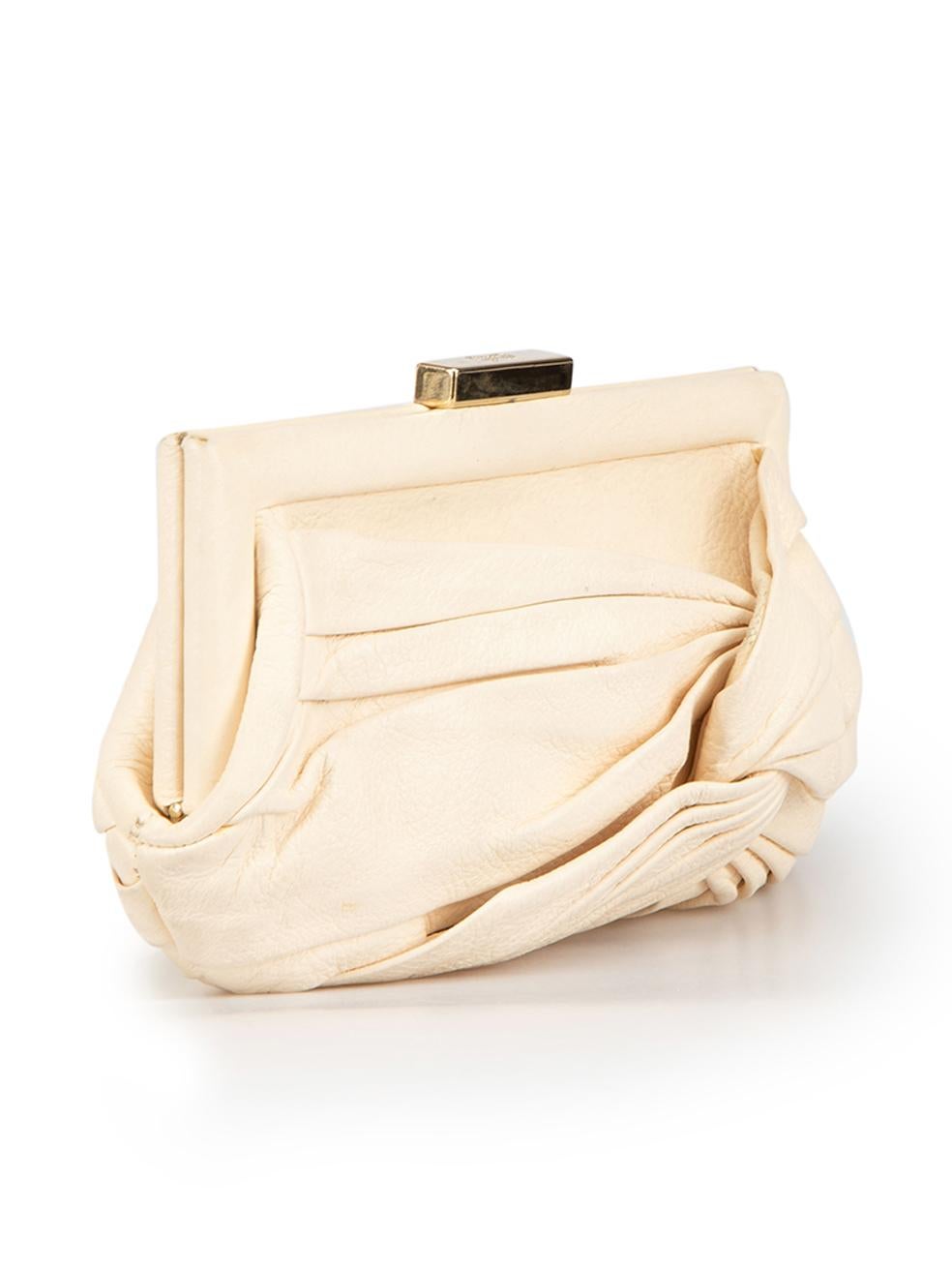 Women's Anya Hindmarch Cream Leather Knot Frame Clutch For Sale