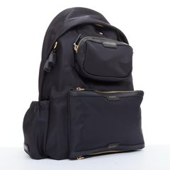 ANYA HINDMARCH Cycling black leather trim multi pocket shell backpack bag