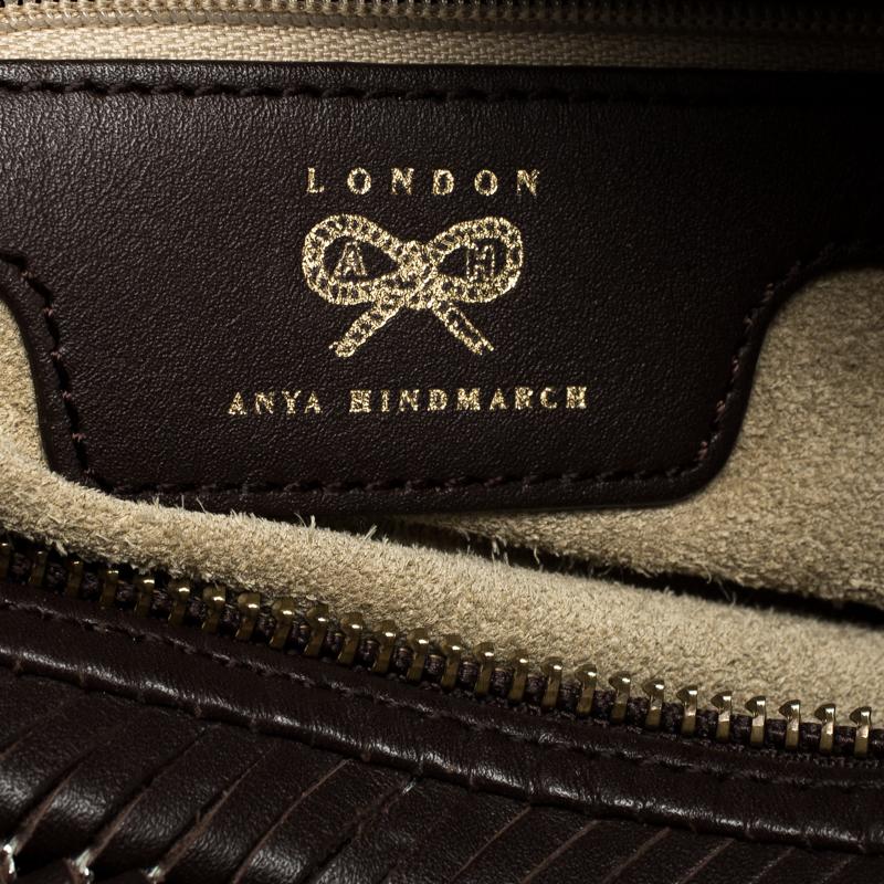 Anya Hindmarch Dark Brown Braided Leather Sydney Bag 4