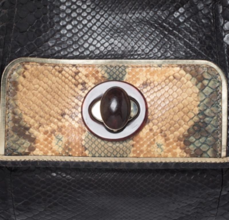 Anya Hindmarch Sac à bandoulière en cuir de python marron foncé en vente 5