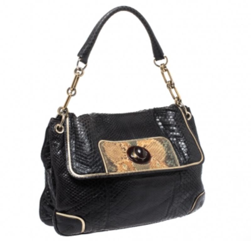 Anya Hindmarch Dark Brown Python Leather Shoulder Bag For Sale 4