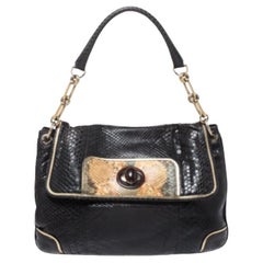 Anya Hindmarch Dark Brown Python Leather Shoulder Bag