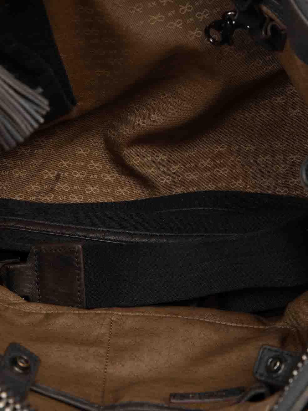 Anya Hindmarch Dark Grey Leather Textured Handbag For Sale 1