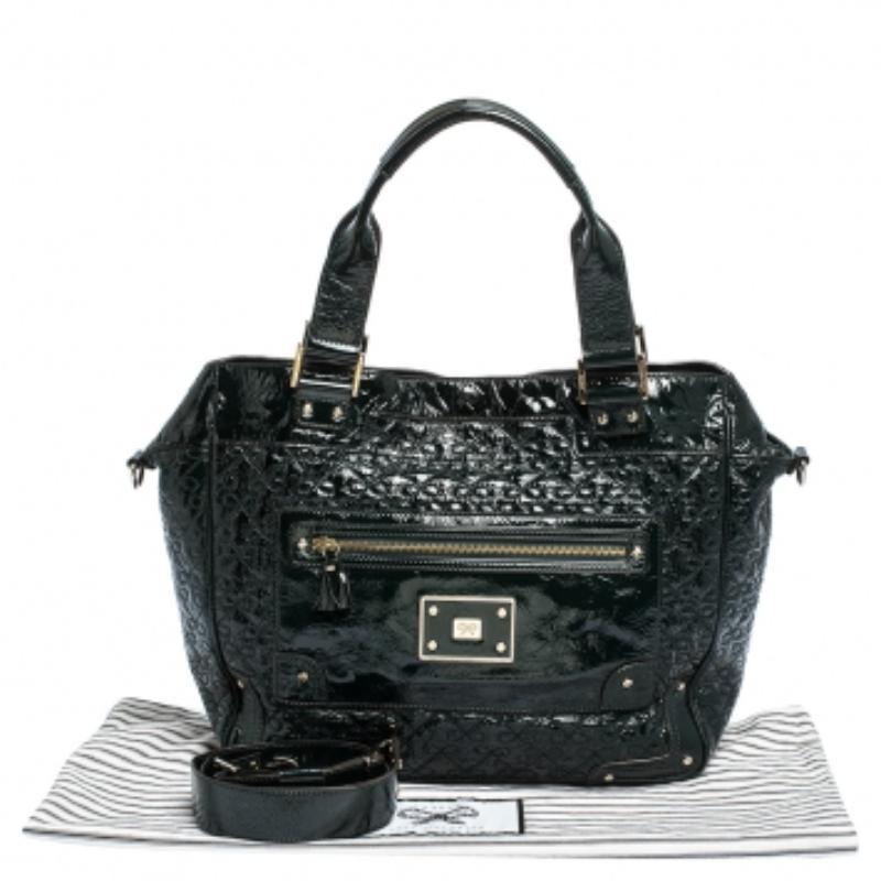 Anya Hindmarch Fourre-tout vert foncé en cuir verni avec logo d'art en vente 5