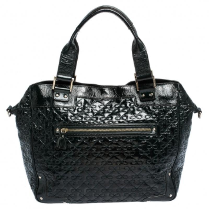 Noir Anya Hindmarch Fourre-tout vert foncé en cuir verni avec logo d'art en vente