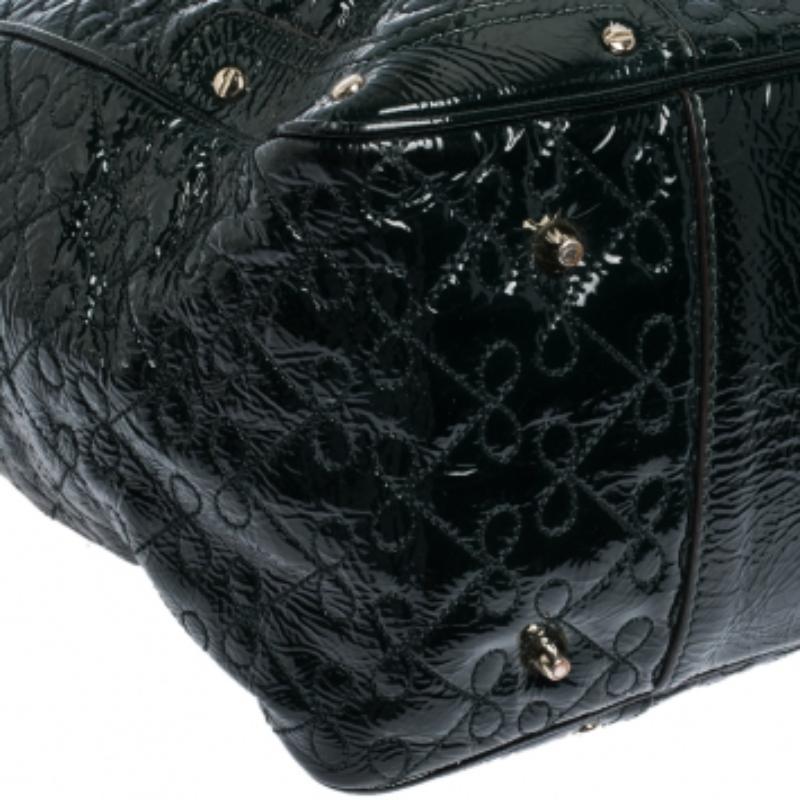 Anya Hindmarch Fourre-tout vert foncé en cuir verni avec logo d'art en vente 1