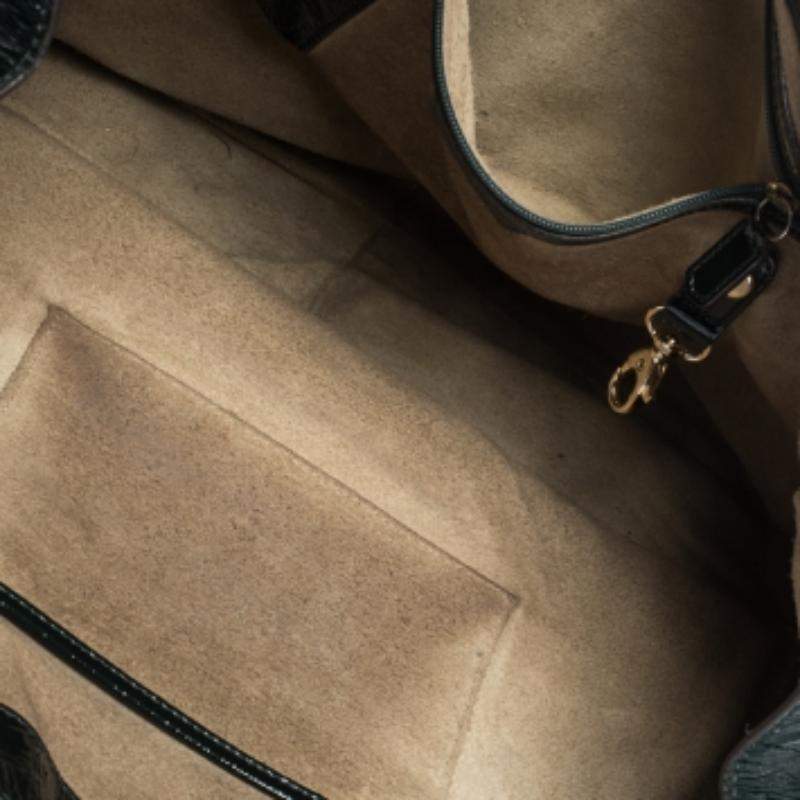 Anya Hindmarch Fourre-tout vert foncé en cuir verni avec logo d'art en vente 2