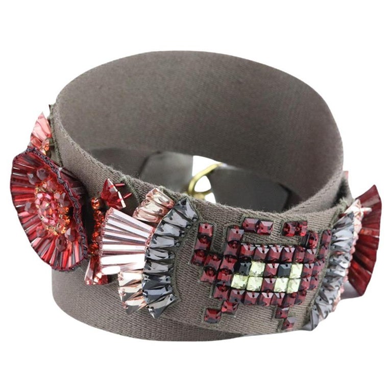 Anya Hindmarch Embellished Canvas And Leather Bag Strap For Sale at 1stDibs