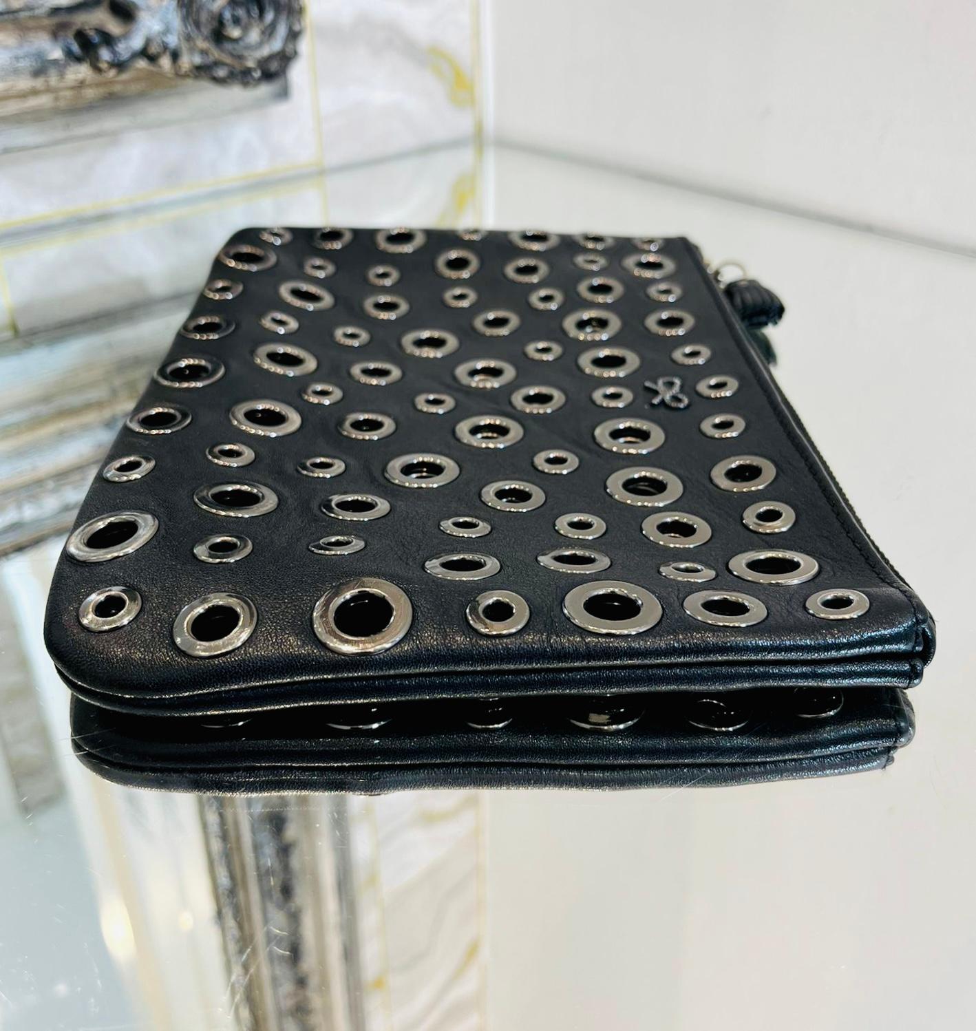 Anya Hindmarch Eyelet Embellished Leather Clutch Bag In Excellent Condition In London, GB