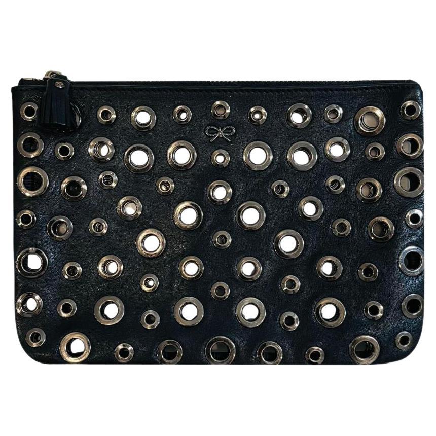 Anya Hindmarch Eyelet Embellished Leather Clutch Bag