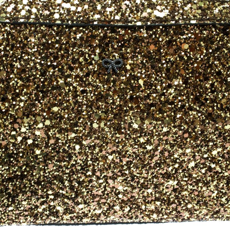 Anya Hindmarch Gold Glitter Twinkle Clutch 3
