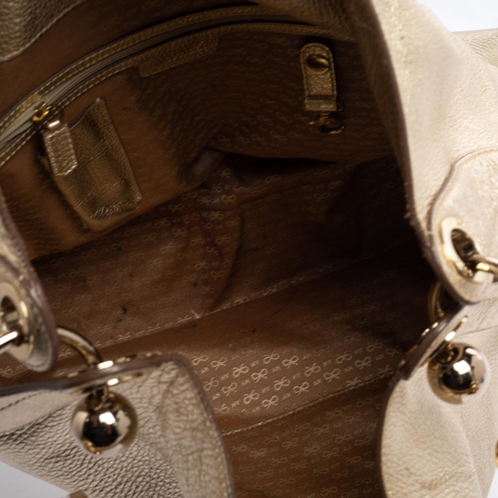 Anya Hindmarch Gold Leather Elrod Hobo 3