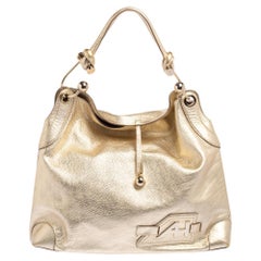 Anya Hindmarch Gold Leather Elrod Hobo