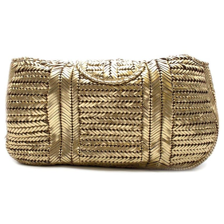 Anya Hindmarch Gold WovenLeather Bag at 1stDibs