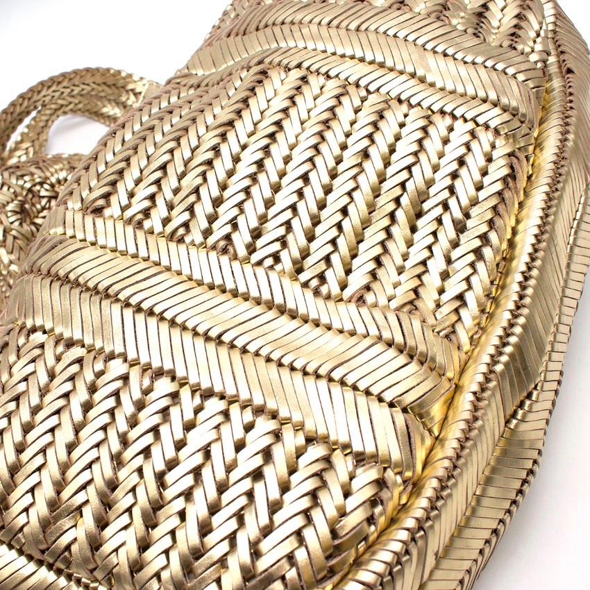 Anya Hindmarch Gold Woven-Leather Bag In Good Condition In London, GB