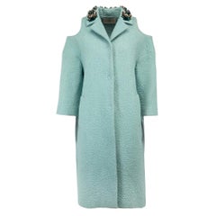 Anya Hindmarch Turquesa claro Abrigo de lana con cuello hombros fríos Talla M
