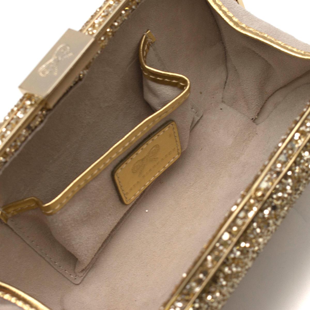 Anya Hindmarch Marano Gold Glitter Clutch One size In Excellent Condition In London, GB