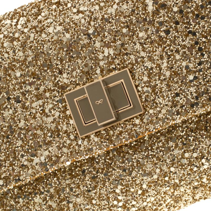 Anya Hindmarch Metallic Gold Glitter Valorie Clutch 1