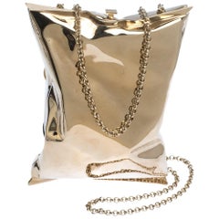 Anya Hindmarch Metallic Gold Metal Crisp Packet Clutch