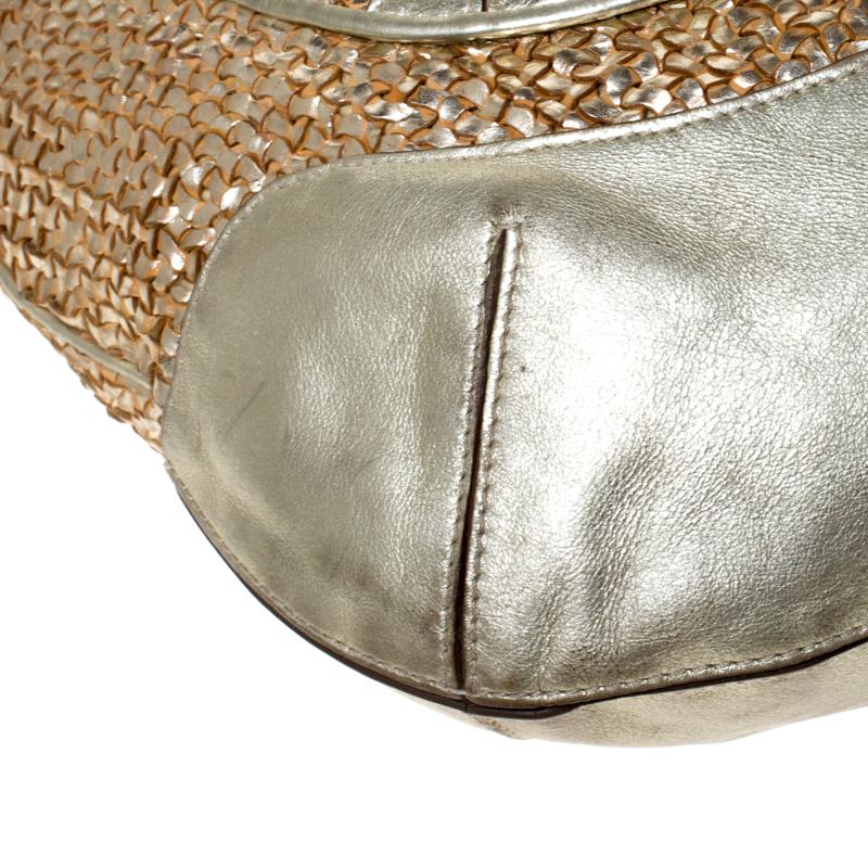 Anya Hindmarch Metallic Gold Woven Leather Jethro Hobo 5