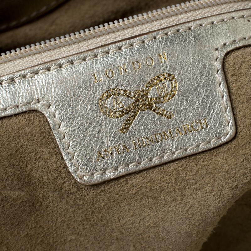 Anya Hindmarch Metallic Gold Woven Leather Jethro Hobo 1