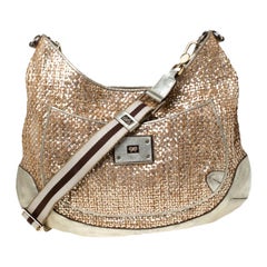 Anya Hindmarch Metallic Gold Woven Leather Jethro Hobo