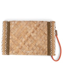 ANYA HINDMARCH natural raffia SMILEY Clutch Bag