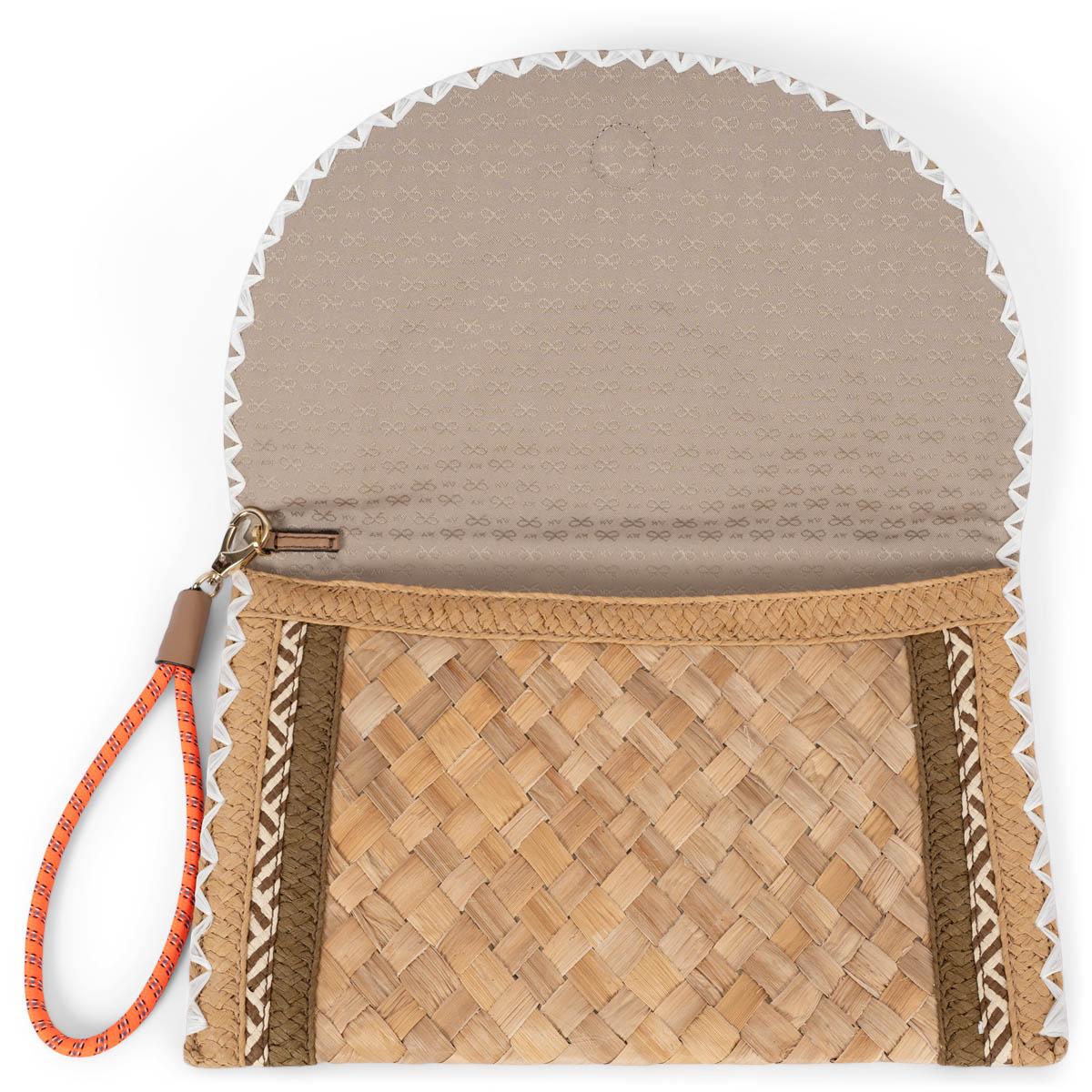 ANYA HINDMARCH natural raffia SMILEY Clutch Bag For Sale 1