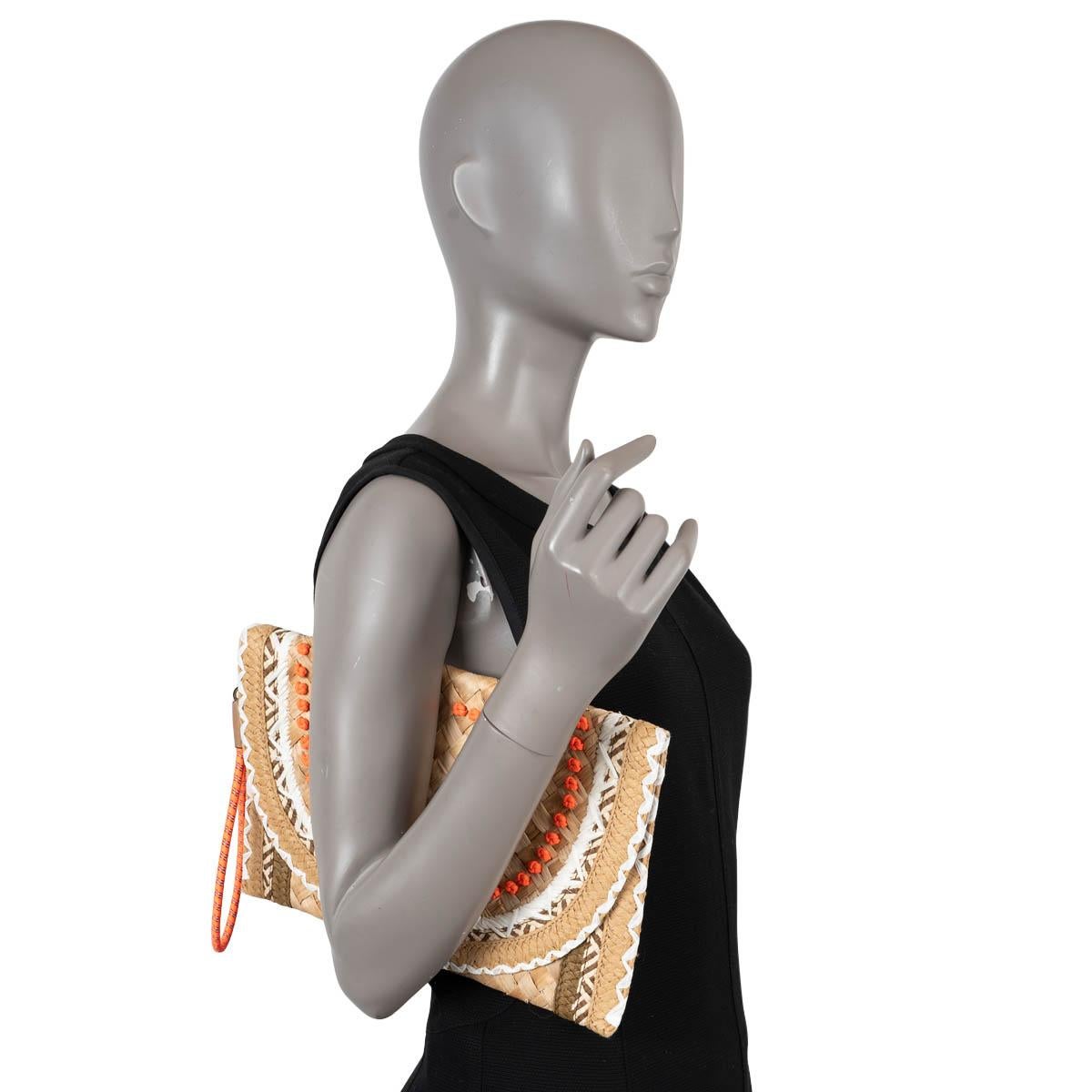 ANYA HINDMARCH natural raffia SMILEY Clutch Bag For Sale 3
