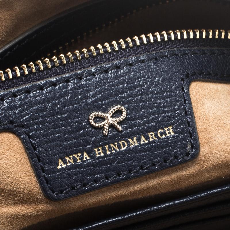 Anya Hindmarch Navy Blue Leather Georgiana Big Eyes Clutch 3