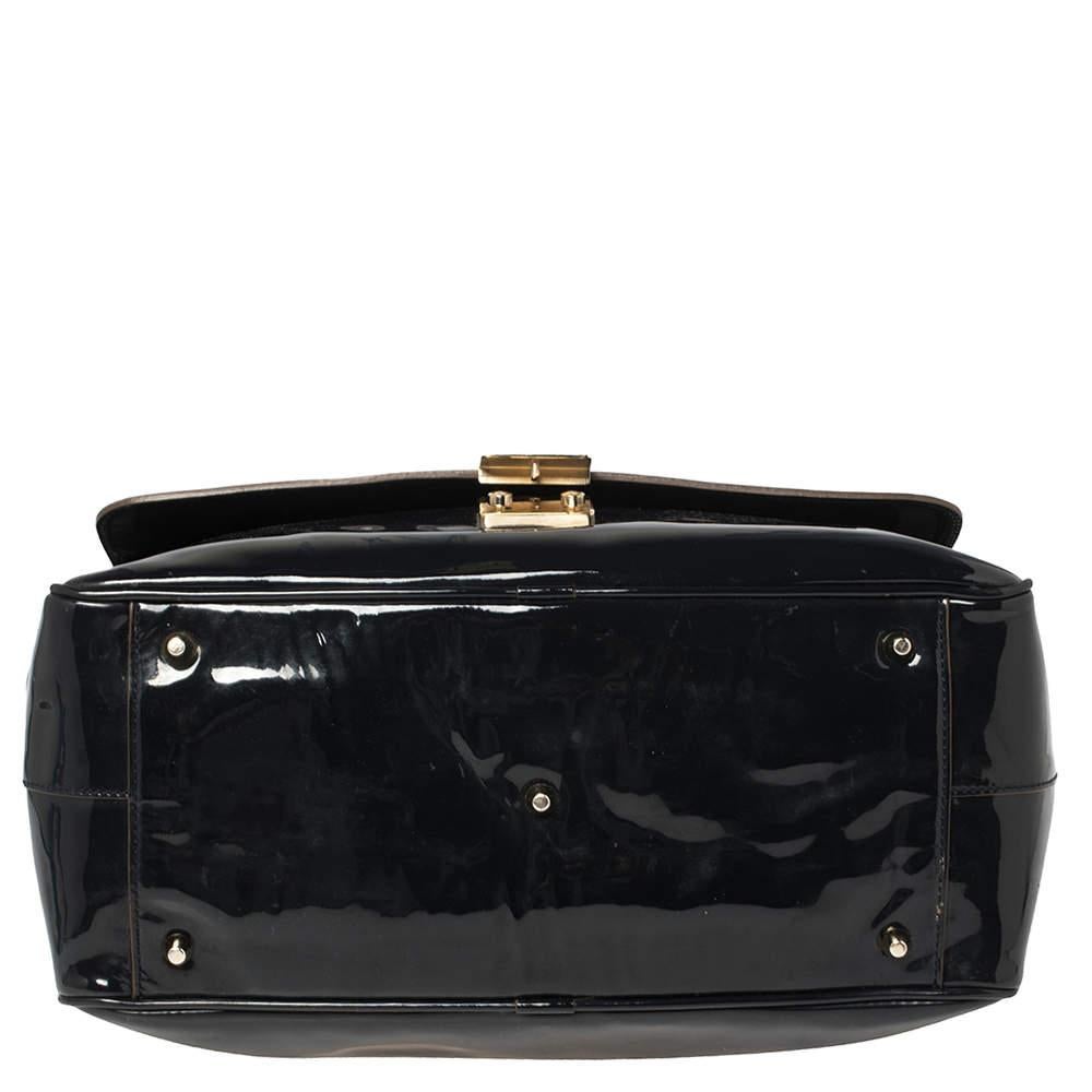 Anya Hindmarch Navy Blue Patent Leather Carker Satchel 1
