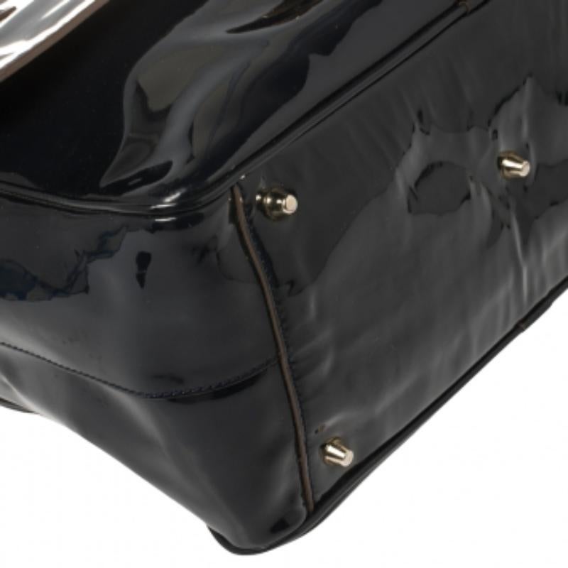 Anya Hindmarch Navy Blue Patent Leather Carker Satchel For Sale 3