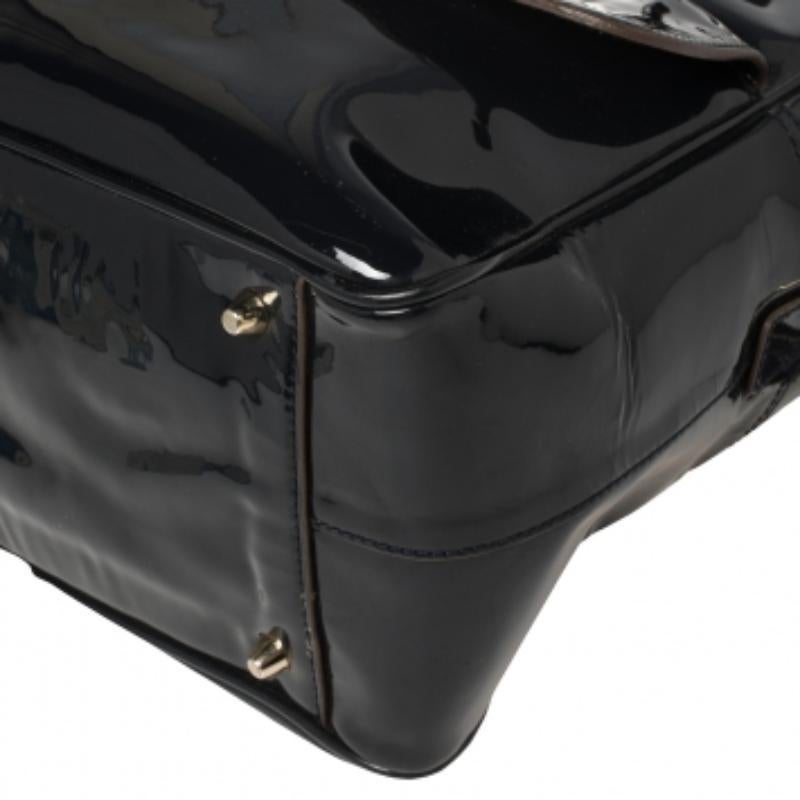 Anya Hindmarch Navy Blue Patent Leather Carker Satchel For Sale 4