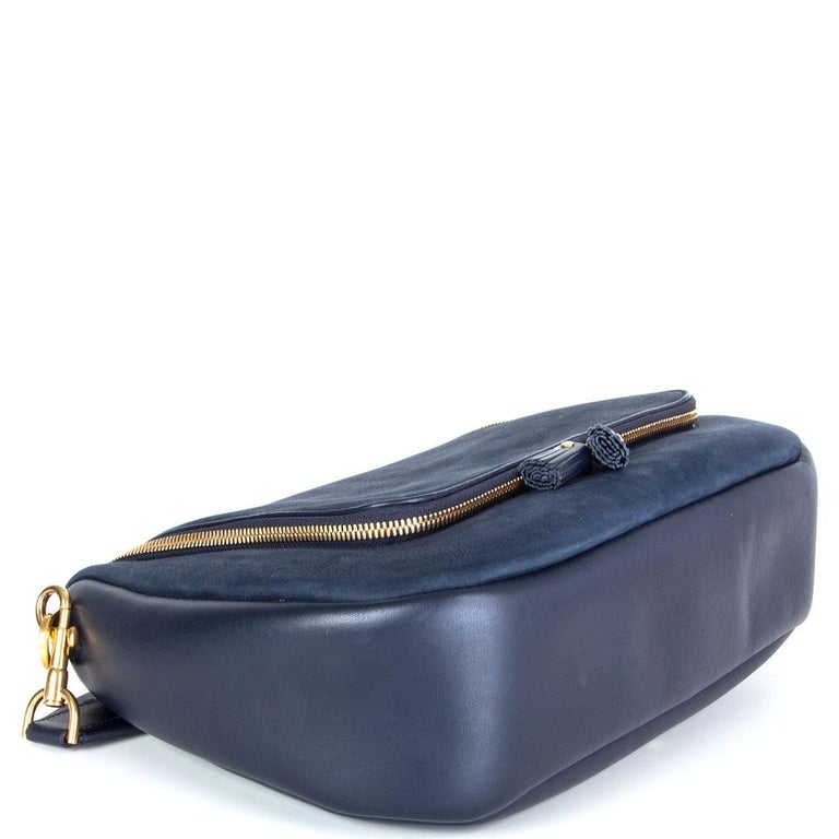 ANYA HINDMARCH navy blue suede VERE SOFT Satchel Shoulder Bag For Sale