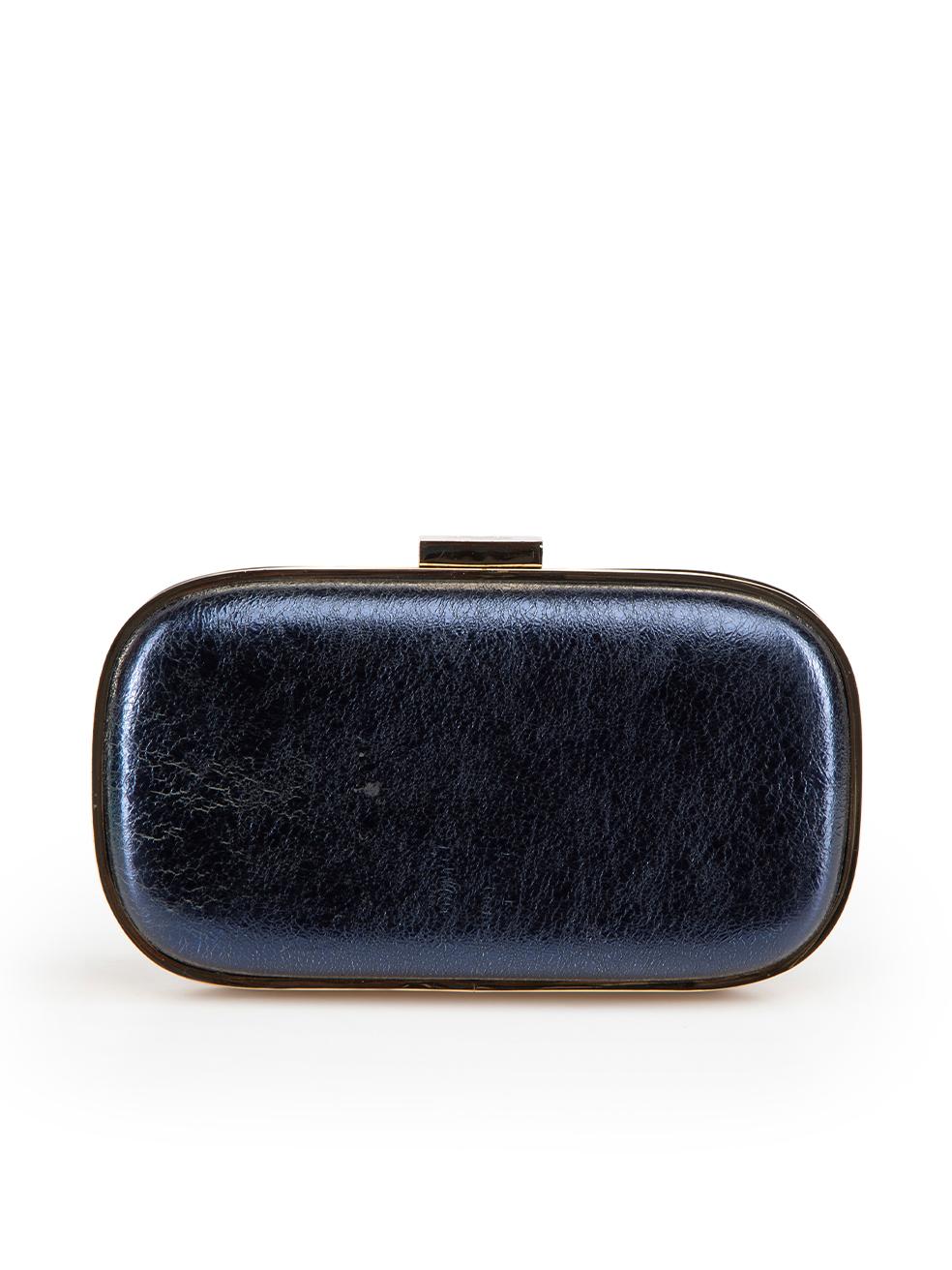 Anya Hindmarch Navy Marano Music Box Clutch In Good Condition For Sale In London, GB