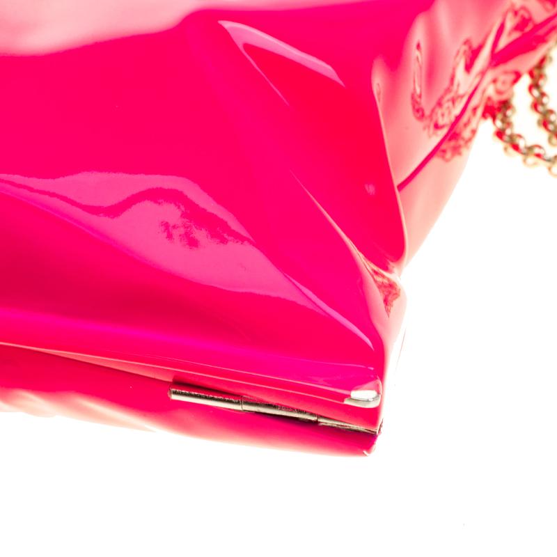 Anya Hindmarch Neon Pink Metallic Crisp Packet Clutch 3