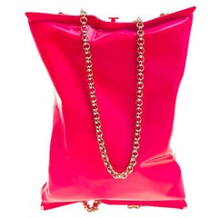 Anya Hindmarch Neon Pink Metallic Crisp Packet Clutch