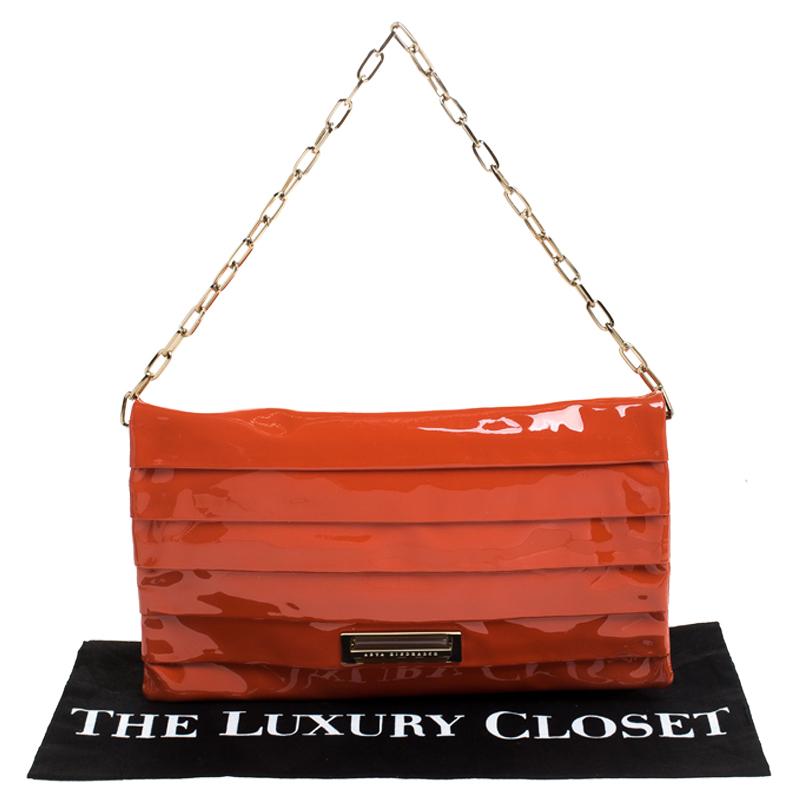 Anya Hindmarch Orange Patent Leather Shoulder Bag 7