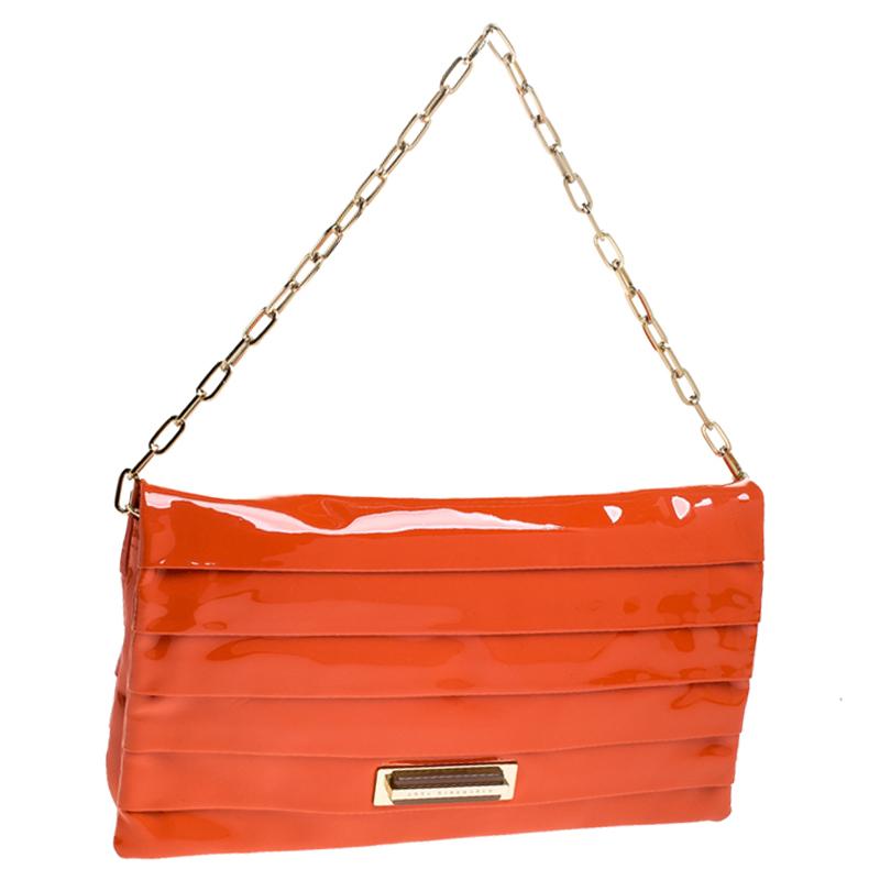 Anya Hindmarch Orange Patent Leather Shoulder Bag 3