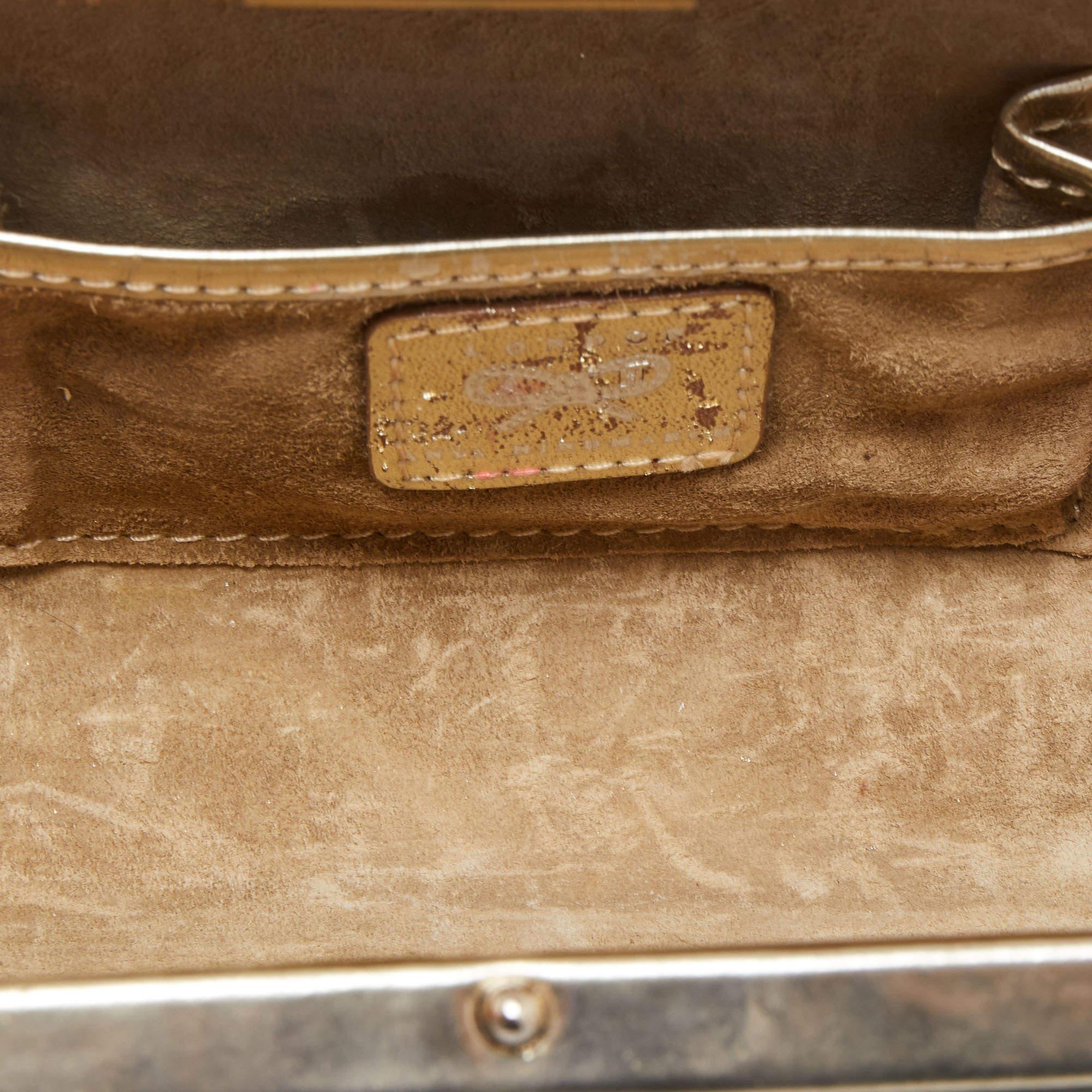 Anya Hindmarch Pale Gold Leather Marano Clutch 4