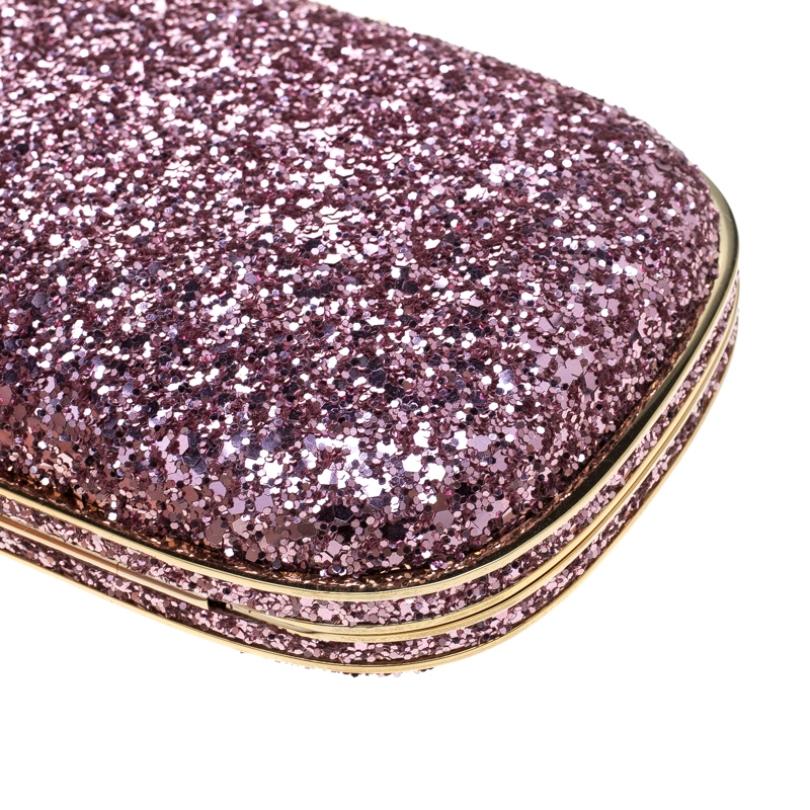 Brown Anya Hindmarch Pink Glitter Marano Clutch