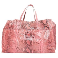 ANYA HINDMARCH pink scaled leather bow tassel shopper tote bag