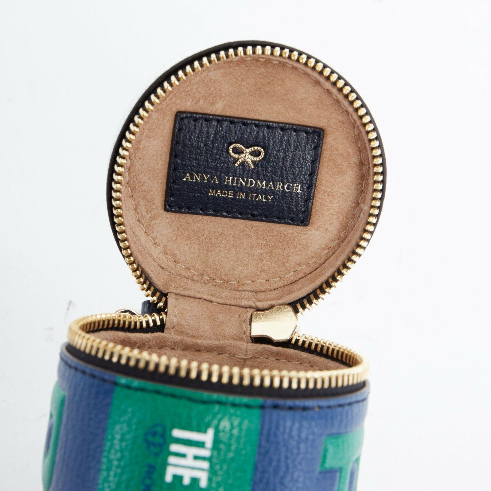 ANYA HINDMARCH Polo blue green silver leather dual zip wristlet clutch bag 1