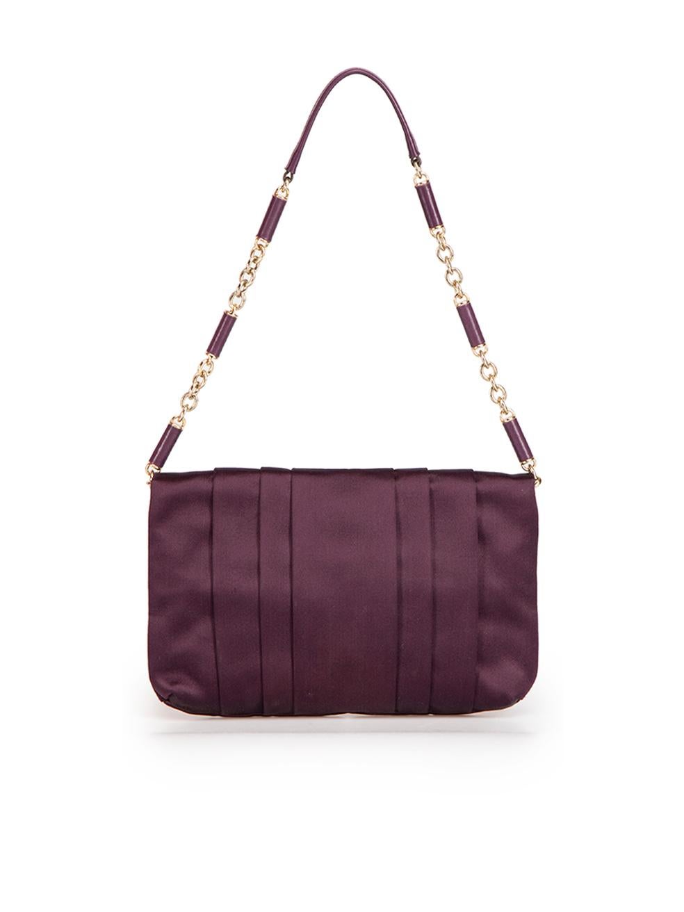 Anya Hindmarch Purple Pleated Satin Clutch In Excellent Condition For Sale In London, GB
