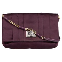 Anya Hindmarch Purple Pleated Satin Clutch