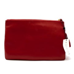Anya Hindmarch Red Leather 'Men At Work' Clutch Bag